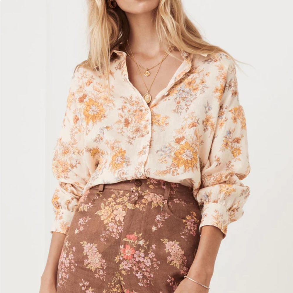 🏝️ 🌟 Host Pick 🌟 Spell Meadowland Linen Blouse in Cream